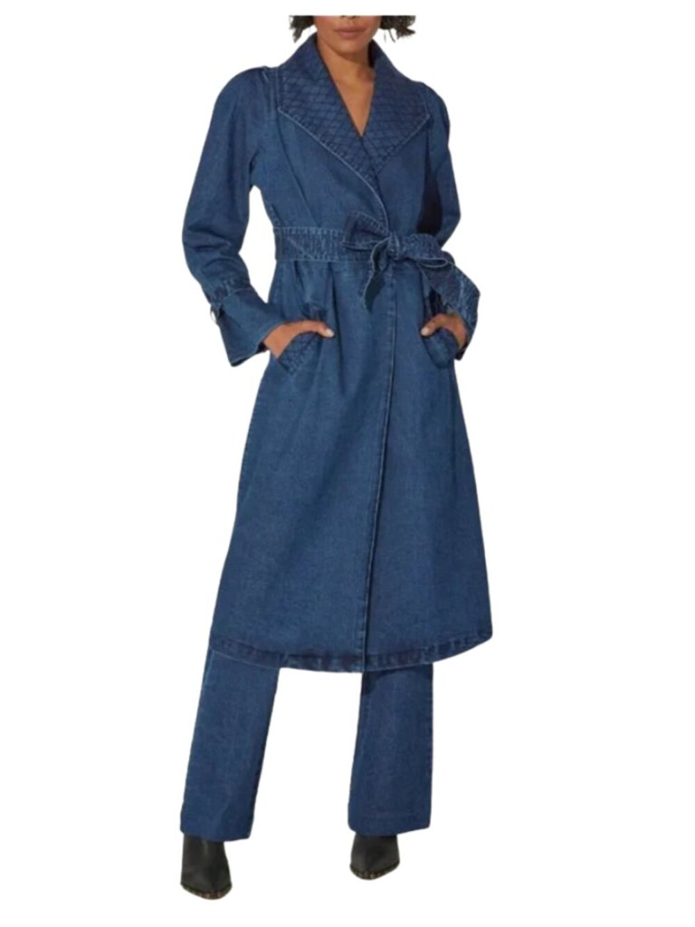 Cleobella Cara Belted Denim Trench Coat Blue Size XS